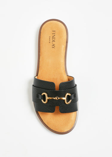 Sandales façon mules avec détail métal Noir