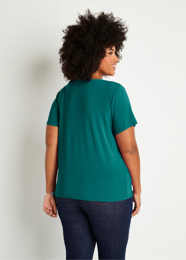 T-shirt manches courtes uni ou imprimé Uni Vert