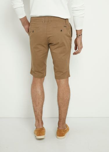 Bermuda en toile de coton extensible Camel