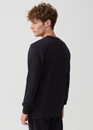 Sweat shirt en molleton avec col rond Bleu Marine