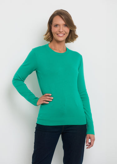 Pull manches longues maille fine jauge Vert