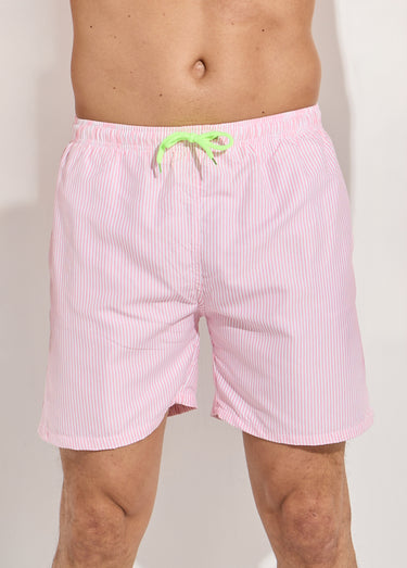 Short de bain à rayures fines Raye Rouge