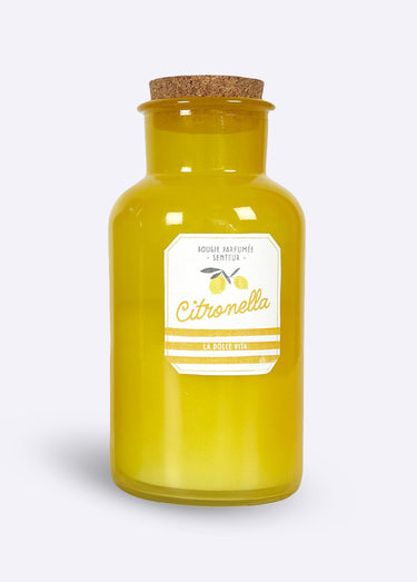 Bougie parfumée citronnelle, fiole 26cm Jaune