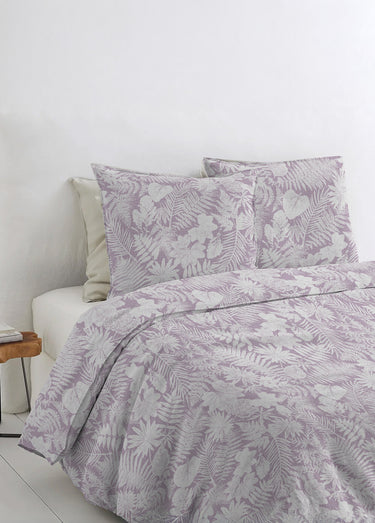 Drap plat flanelle coton imprimé végétal Rose