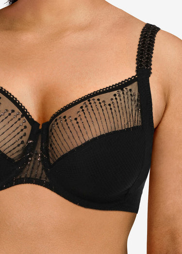 Soutien-gorge sans armatures, effet métallisé Noir