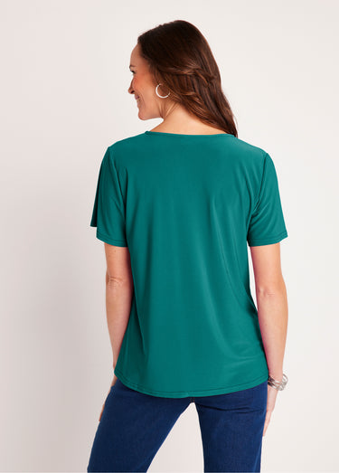 T-shirt manches courtes uni ou imprimé Uni Vert