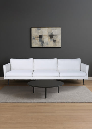 Canapé 3 places en tissu et pieds acier Noir/Beige Clair