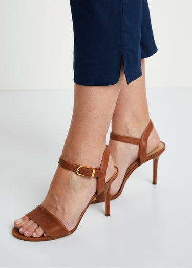 Pantacourt taille semi élastiquée satin Marine