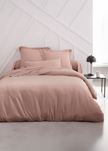 Housse de couette coton uni Rose des sables
