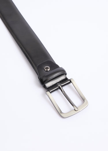 Ceinture cuir bords francs, boucle métal Noir
