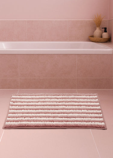 Tapis de bain antidérapant en chenille Rose
