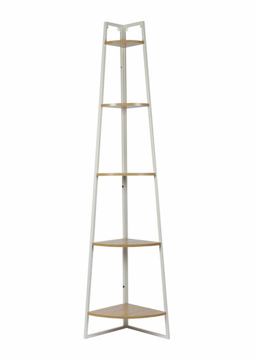 Etagère d'angle 5 niveaux en métal clair Marron / Blanc