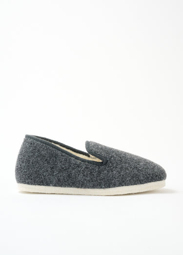 Chaussons mixtes largeur confort semelle feutre Uni Anthracite