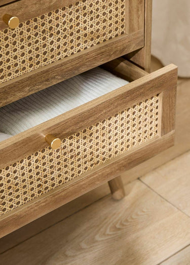 PALMO Commode 6 tiroirs cannage rotin Bois Clair