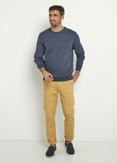 Sweat texturé col rond manches longues Indigo