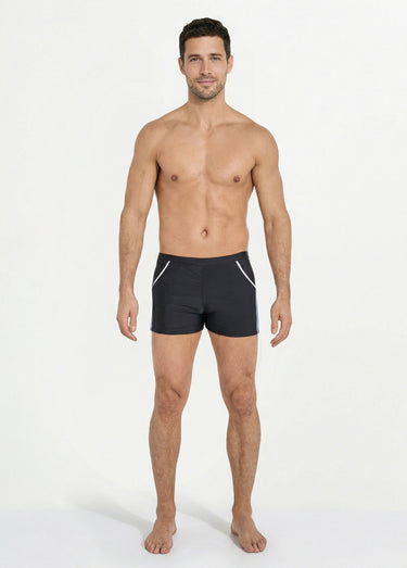 Boxer de bain piscine, bandes cotés Noir