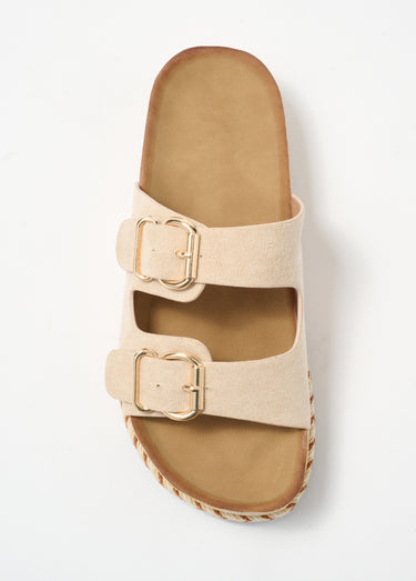 Mules double bride et semelle fantaisie Beige