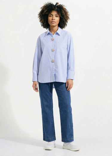 Chemisier rayé + 3 broches métal étoile Raye Bleu