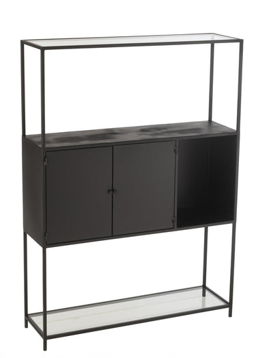 Etagère métal mat 2 portes + 2 niveaux Noir