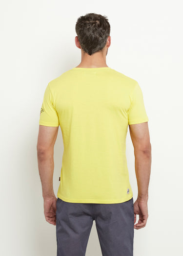 T-shirt col rond drapeau exotique Jaune