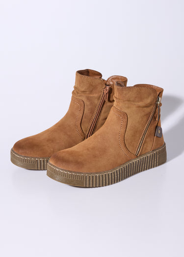 Boots suédées avec semelle compensée Camel