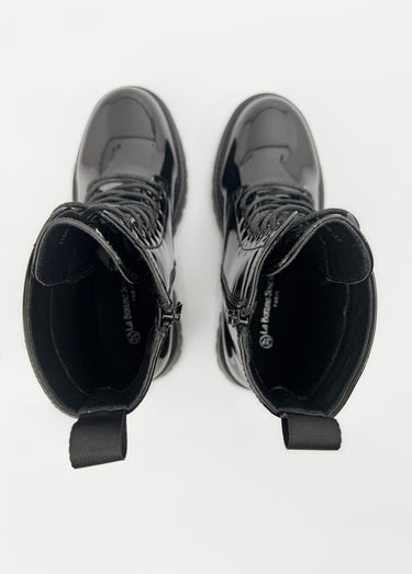 Bottines vernies style Combat boots Noir