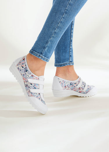 Derbies cuir largeur confort scratchés Imprime