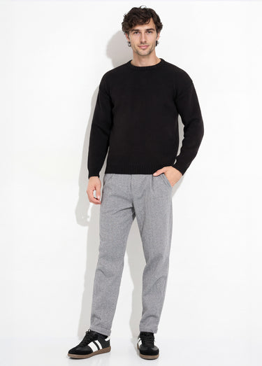 Pull épais col rond et maille torsadée Noir