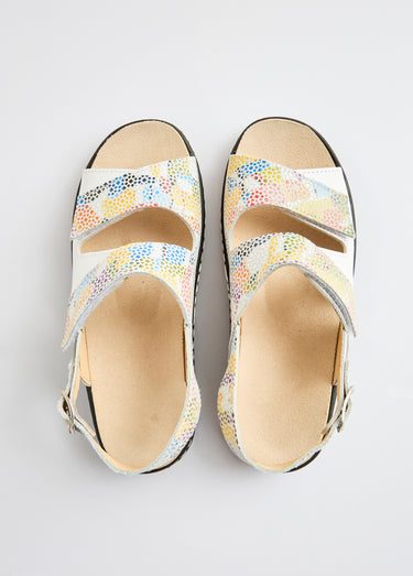 Sandales grande largeur cuir Imprime Blanc