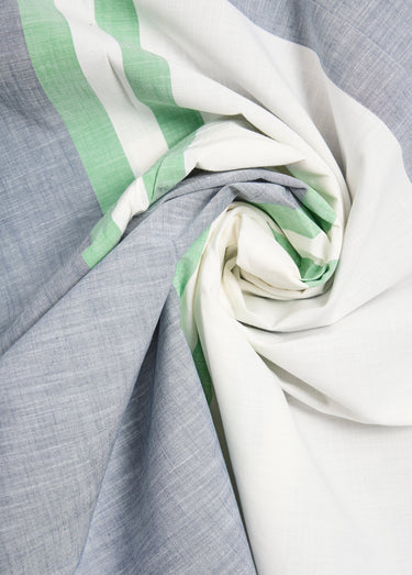 Coupon de tissu en coton rayures toniques Bleu/Vert