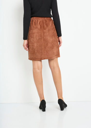 Jupe droite courte velours milleraies Marron
