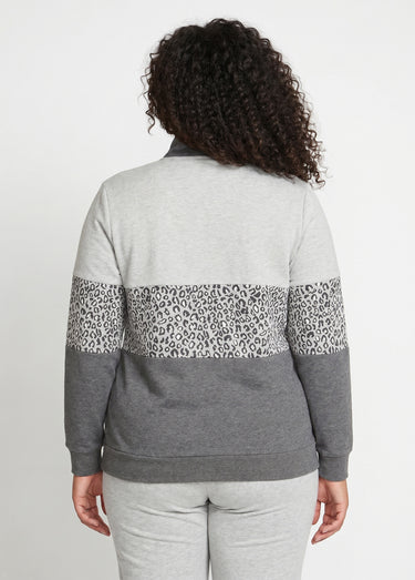 Veste détente zippée molleton col montant Gris