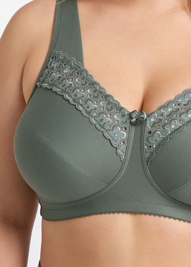 Soutien-gorge sans armatures brodé Vert