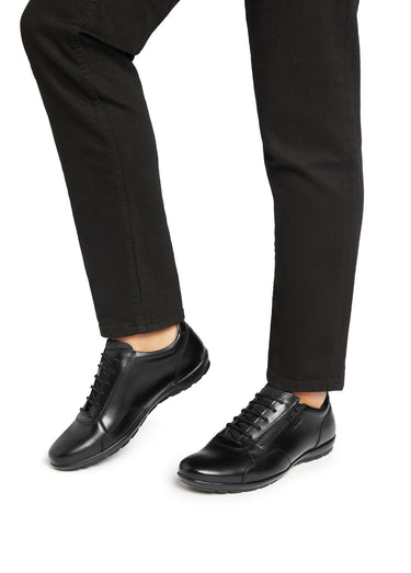 Derbys en cuir tendance à lacets Noir