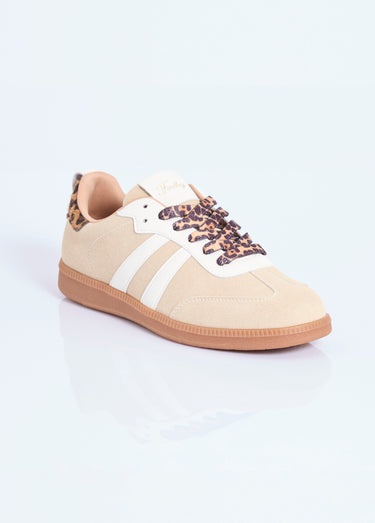 Sneakers en suédine avec détails léopard Beige