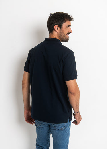 Polo manches courtes uni maille piquée Marine