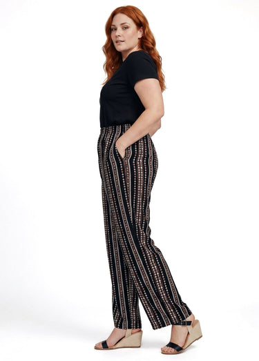 Pantalon imprimé taille élastiquée Fond Noir