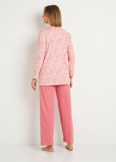 Pyjama imprimé boutonné coton manches longues Imprime/Rose