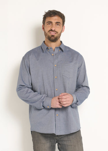 Chemise manches longues coton reliefé Bleu