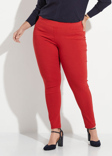 Pantalon extensible taille élastiquée Brique