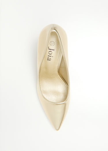 Escarpin talon haut et large finition lisse Dore