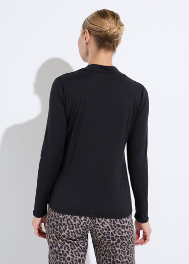 T-shirt doux col montant manches longues Noir