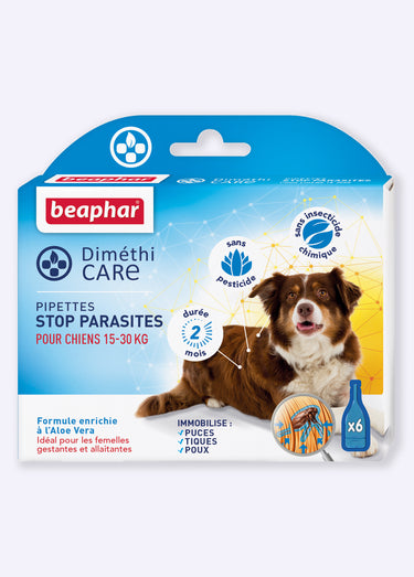 Pipettes anti parasites x6, chien 15-30kg Bleu