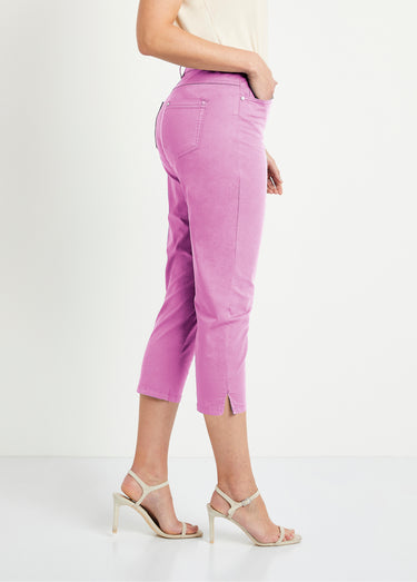 Pantacourt taille élastiquée 5 poches Lilas