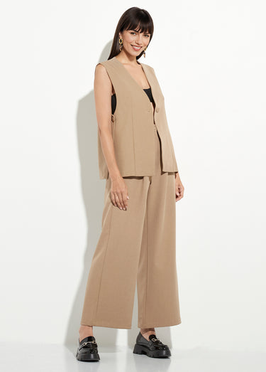 Gilet costume sans manches bouton côtés Beige