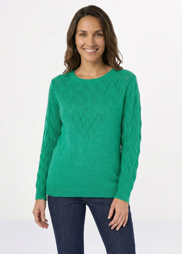 Pull doux uni col rond maille fantaisie Menthe