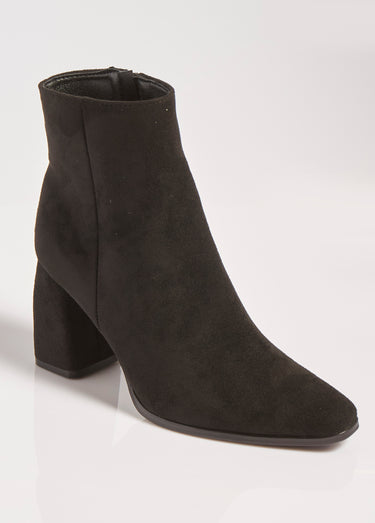 Boots pointues chic à talon, en suédine Noir