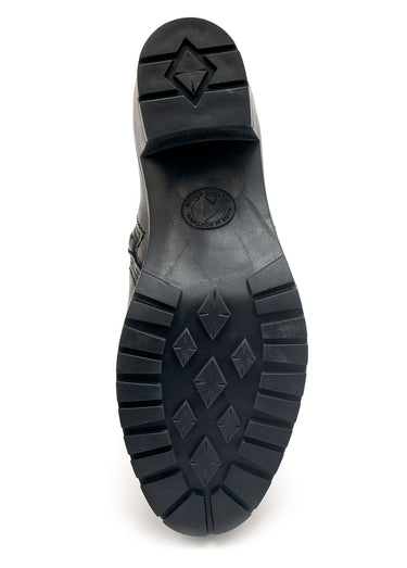 Boots cuir, talon large et bout amande Noir