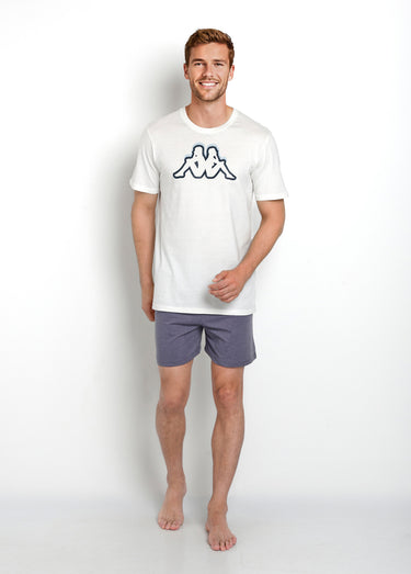 Pyjama manches courtes avec short Blanc/Gris