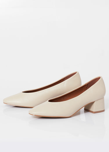 Escarpins décolletés à talon, bout carré Beige